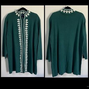 *NEW* Susan Graver Style Embroidered Long Cardigan